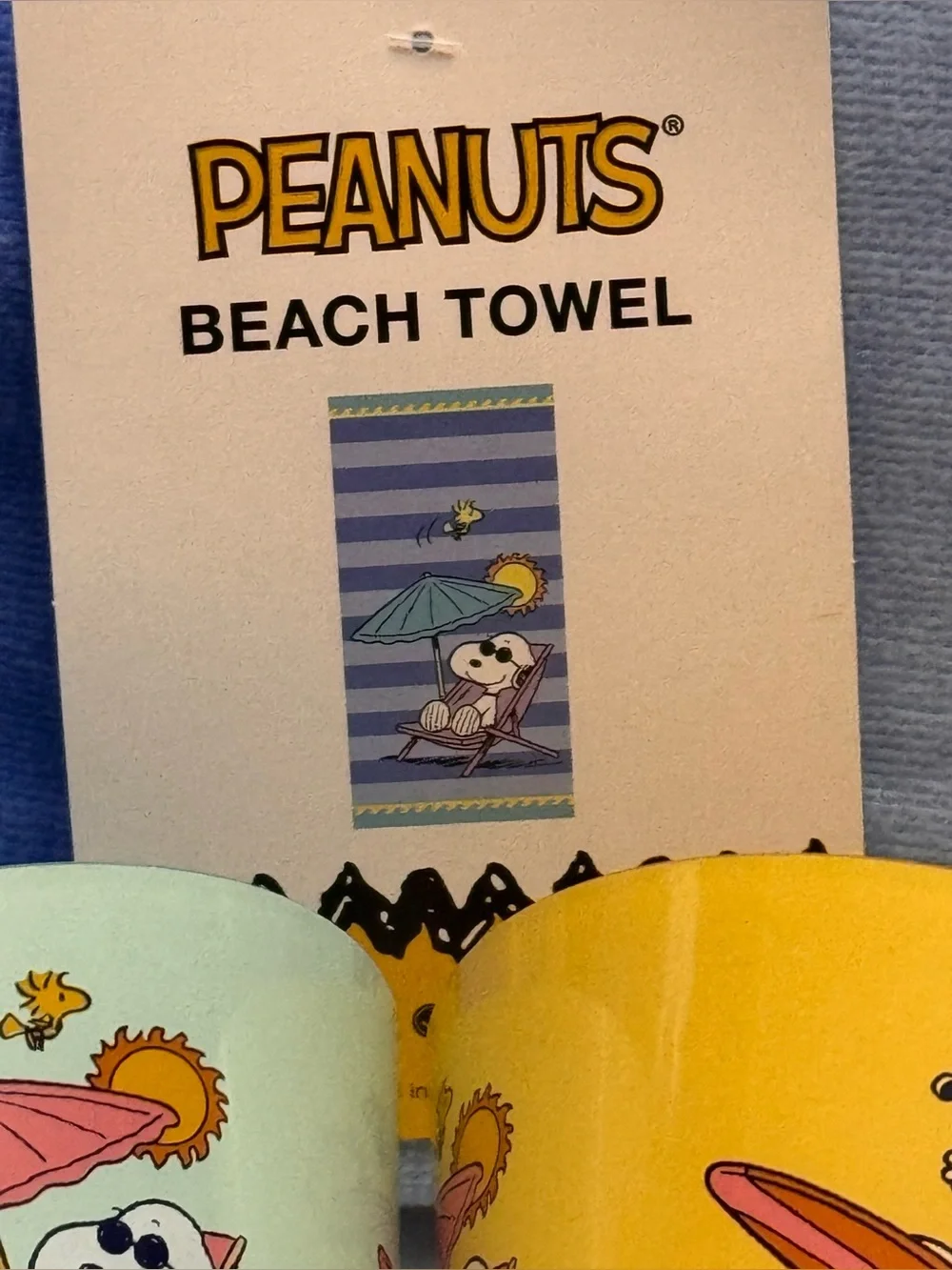 Peanuts Snoopy Beach Pool Bath Towel, 2 snack bowls & 16 oz Straw Bottle B